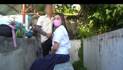 Pinay-Schülerin und Pinoy-Lehrerin haben Sex auf einem öffentlichen Friedhof